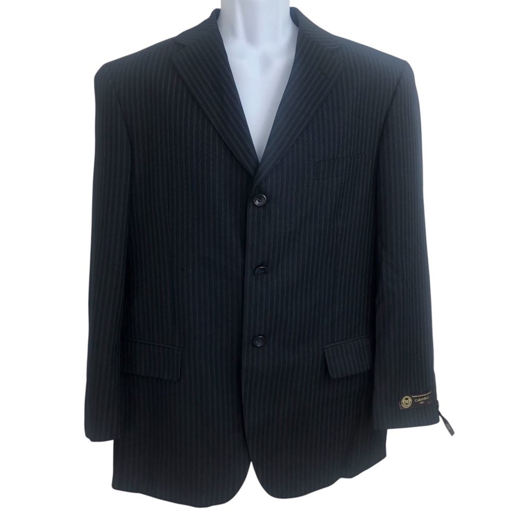 CARAVELLI YTALY Blazer Black Striped Blazer Sport Coat 3 Button men’s Sz 38S 32W